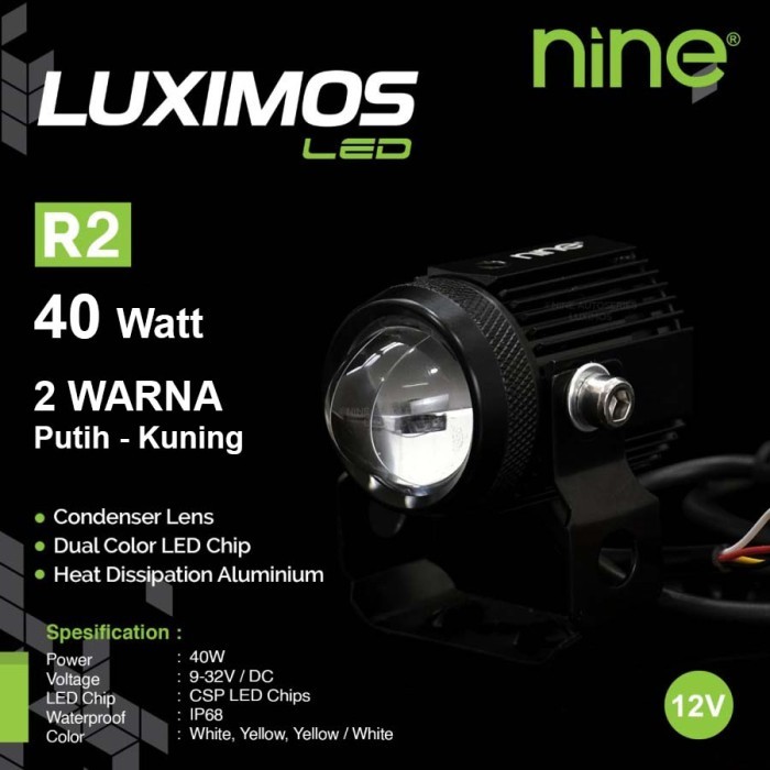 L-Lampu LED Tembak Motor Mobil LUXIMOS R2 Projektor Laser 40W