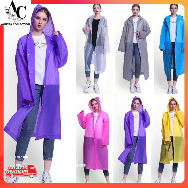 Musim Hujan / Jas Hujan Dewasa Model Poncho Waterproof Bahan EVA Tebal / Jas Hujan Mantel Korea + Ho