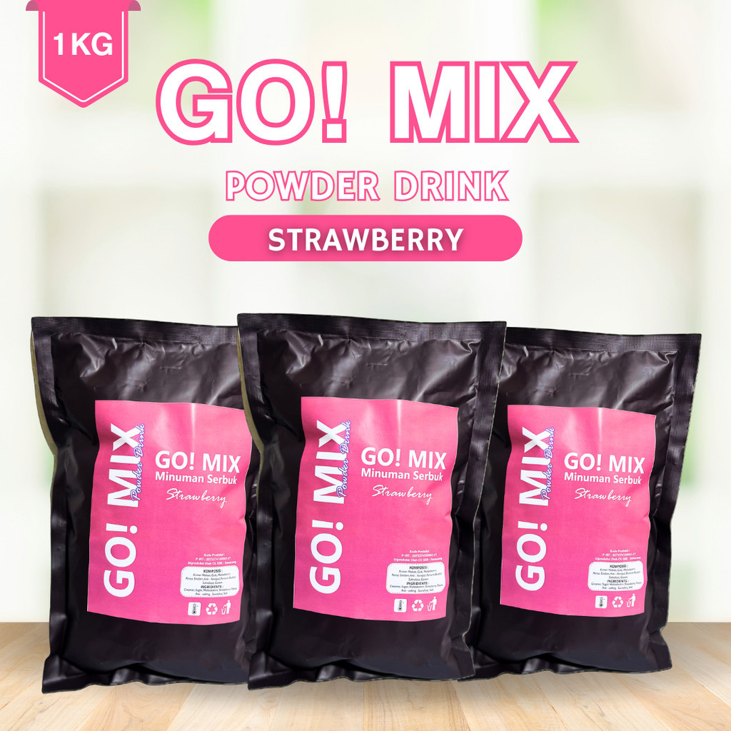 

GoMix Bubuk Strawberry 1Kg Bubuk Stroberi Serbuk Minuman Strawberry powder drink | rajaminumanbubuk