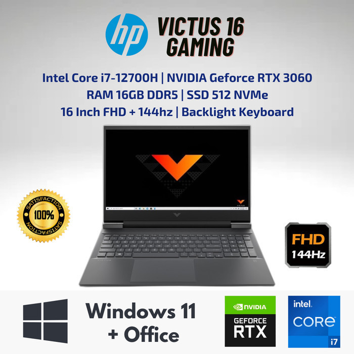 Laptop Gaming HP Victus 16 Intel Core i7 RAM 16GB SSD 512GB RTX 3060 Second Murah Berkualitas