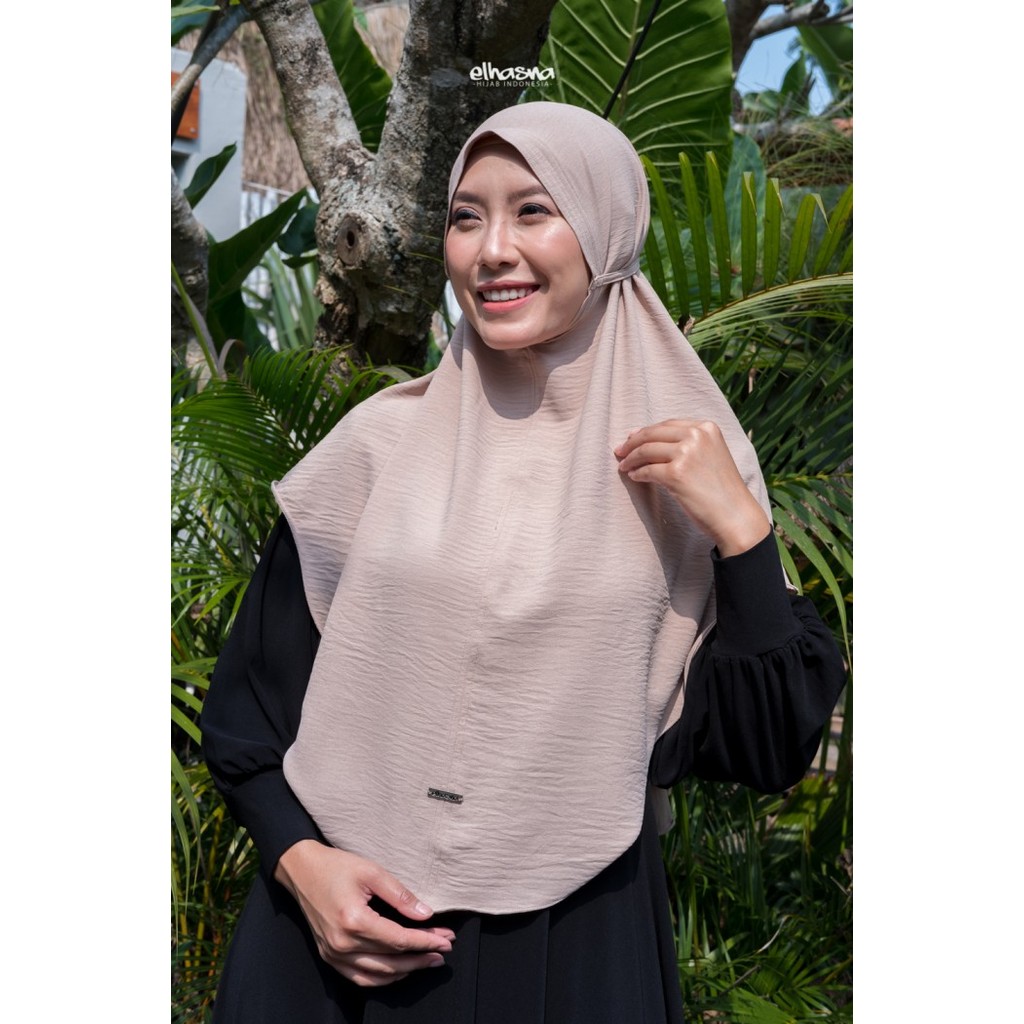 ✨TERLARIS✨ -KHIMAR HAFSAH NON PAD/RAYON CRINKLE/JILBAB INSTAN KHIMAR/BY ELHASNA - lemon