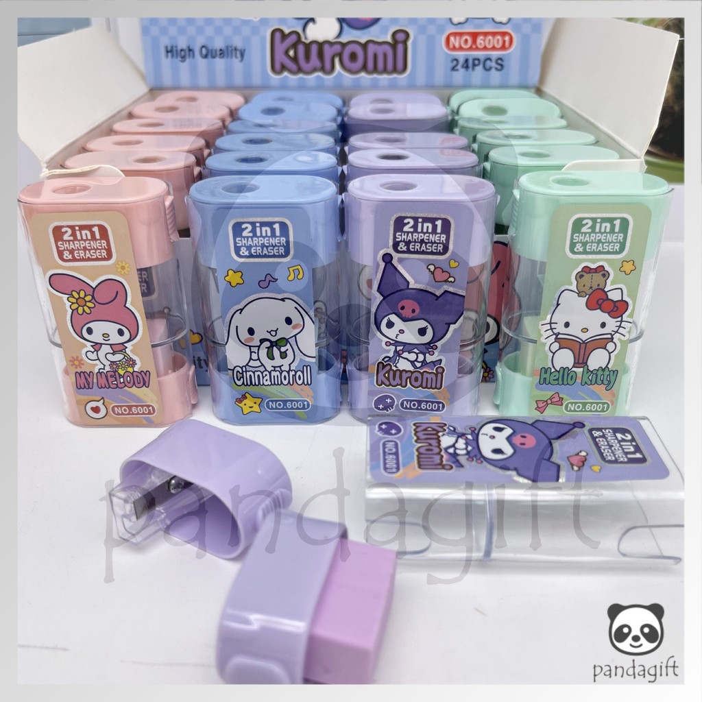 

Rautan Pensil 2 in 1 Peraut Penghapus Karakter Sanrio Kuromi Melody Monroll - GG0460