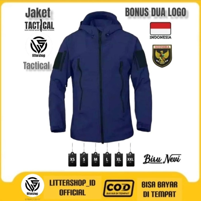 ✨TERLARIS - JAKET TAD BRAVO/JAKET GUNUNG TACTICAL/JAKET RACING - Biru Nevi, S