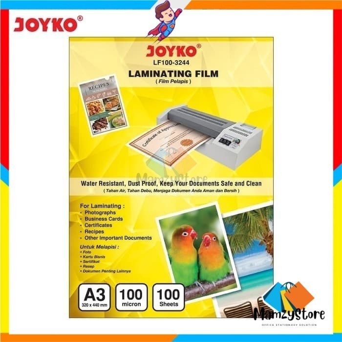 

Plastik Laminating JOYKO A3 LF-100-3244 HARGA 10 Lembar