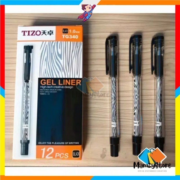 

TIZO TG340 1.0mm Black Gel ink pen bolpen pena 1Pack / 12Pcs