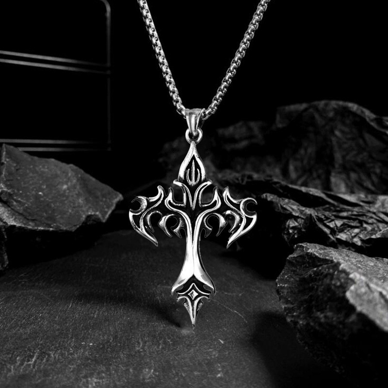 Kalung Liontin Api Vintage Baja Titanium Pria Aksesori Kalung Hip Hop
