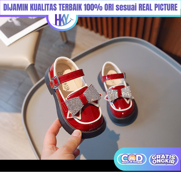 Sepatu Pantovel Pesta Anak Perempuan Pita Blink Glitter  Usia Sekolah SD SMP F2023-36