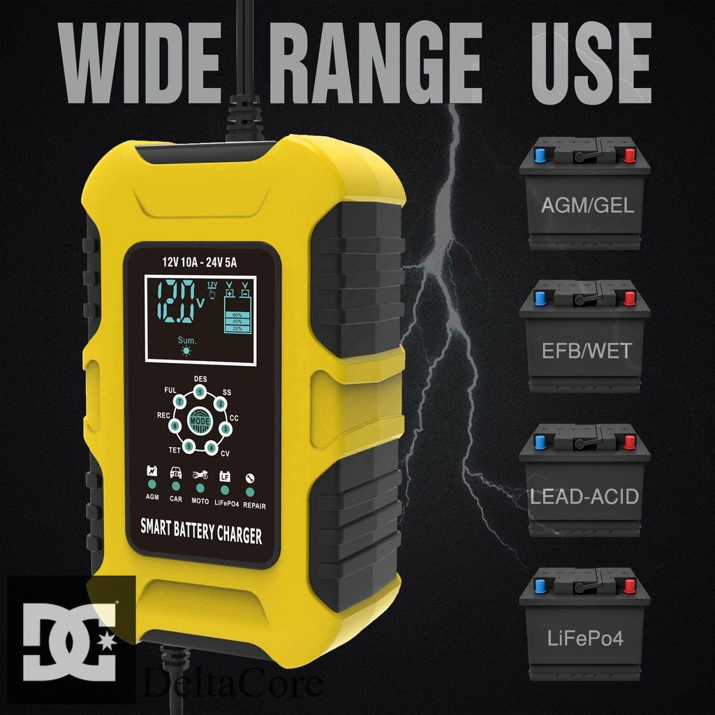 FOXSUR Charger Baterai Aki Mobil Automatic Detection 180AH 12/24V - FBC122410D
