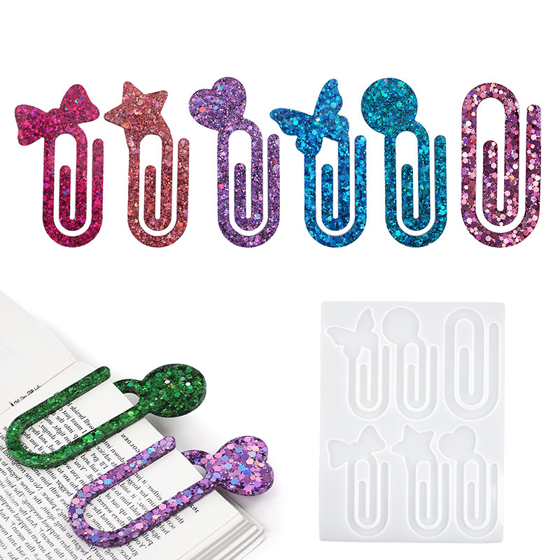 

HUA HUA Silicone Paperclip Bookmarks Mold - DIY Resin Bookmark Molds For Craft Making, Reusable Cute Book Clip Casting Molds