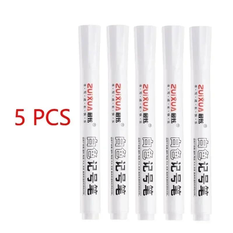 

White Marker Pens set 2.0mm Oily Waterproof White Gel Pen DIY Graffiti Sketching Marker Stationery Writing School Supplies brush