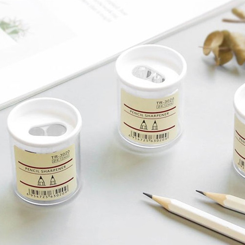 

Clear Round Pencil Sharpener Portable Pencil Sharpener Dual Holes Square-shaped Sharpener with Lid Gift For Kids