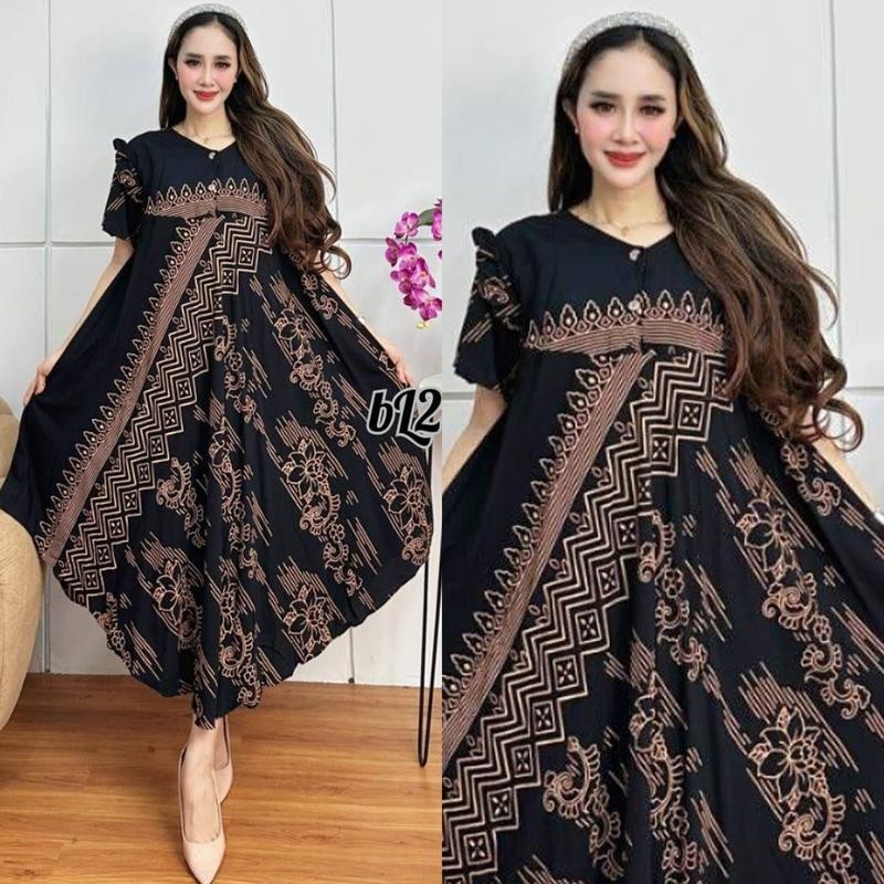 Daster Payung Klok Cantik Mewah Jumbo Bahan Rayon Busui Kancing Cantik Mewah