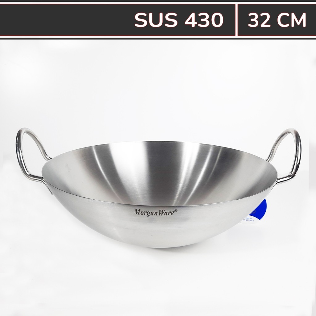 Bima Wajan Wok Stainless 32cm Kuali / Penggorengan Stainless Steel SUS 430 - MorganWare
