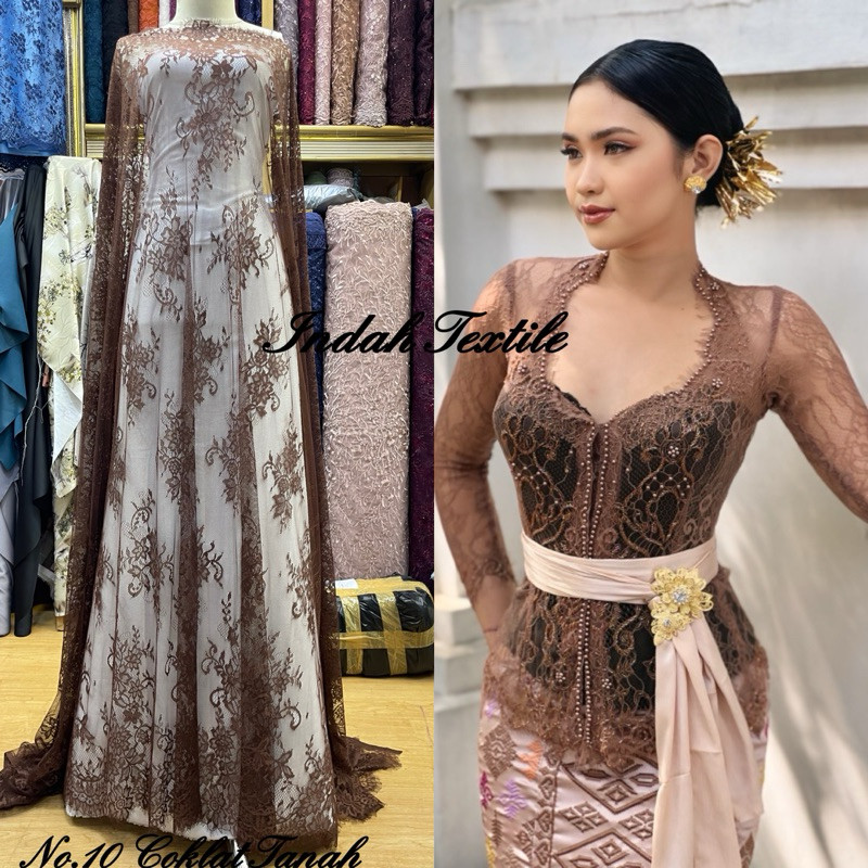 kain brukat chantily semi perancis kualitas terbaik premium grade A+ per panel panjang 3 meter lebar