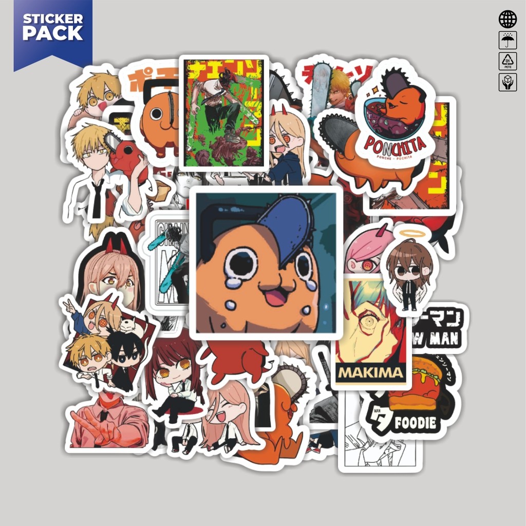 

[100PCS]Stiker Pack Stiker Anime Chainsaw Man Aesthetic Vinyl Anti Air Dekorasi Sticker Laptop Buku Journal Koper Helm Casing HP Gitar Helm Skateboard