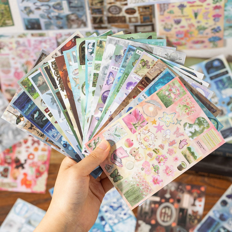 

5/10Pcs Retro Y2K Stickers DIY Kpop Toplader Album Planner Decorative Cut Film Sticker Junk Journal