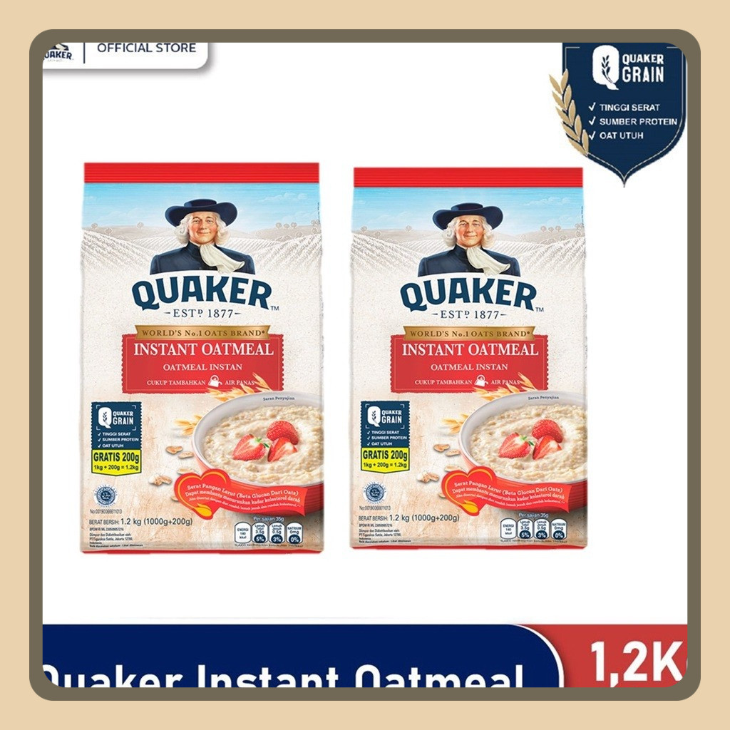 

Quaker Instant Oatmeal 2 x 1200 Gr - Nutrisi Penting Sarapan