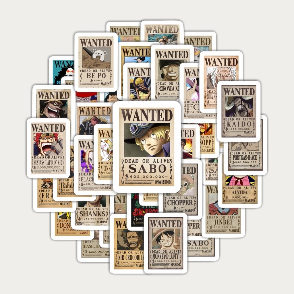 

Sticker Pack Stiker Anime One Piece Wanted | Sticker TUMBLR | Stiker LAPTOP KOPER HELM