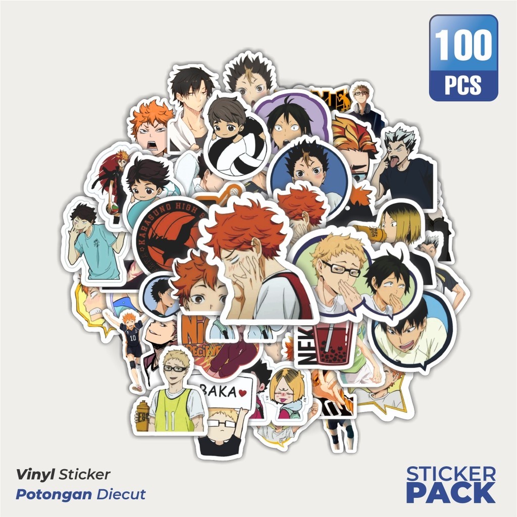 

MURAH 100 PCS Stiker Anime Haikyuu Waterproof Aesthetic- Untuk Laptop, Motor, dan Helm - Paper Stationery Pack