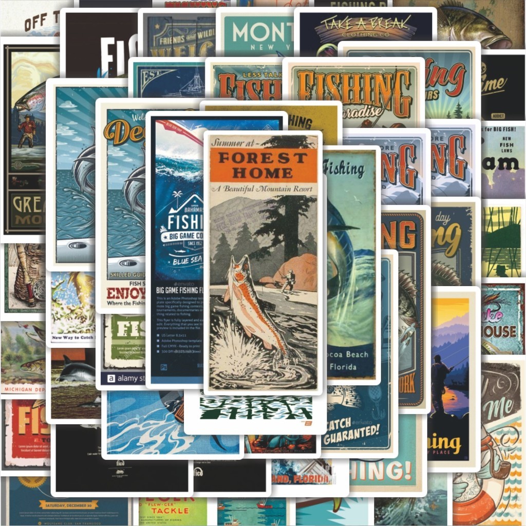 

100PCS Lucu Stiker Fishing Nature Yarn [Benang Alam Memancing] Stiker Aesthetic Stiker Anti Air Stikers Berperekat Waterproof sticker decal buat Motor Helm Buku Journal Koper Casing HP Laptop Botol Minum Hadiah anak