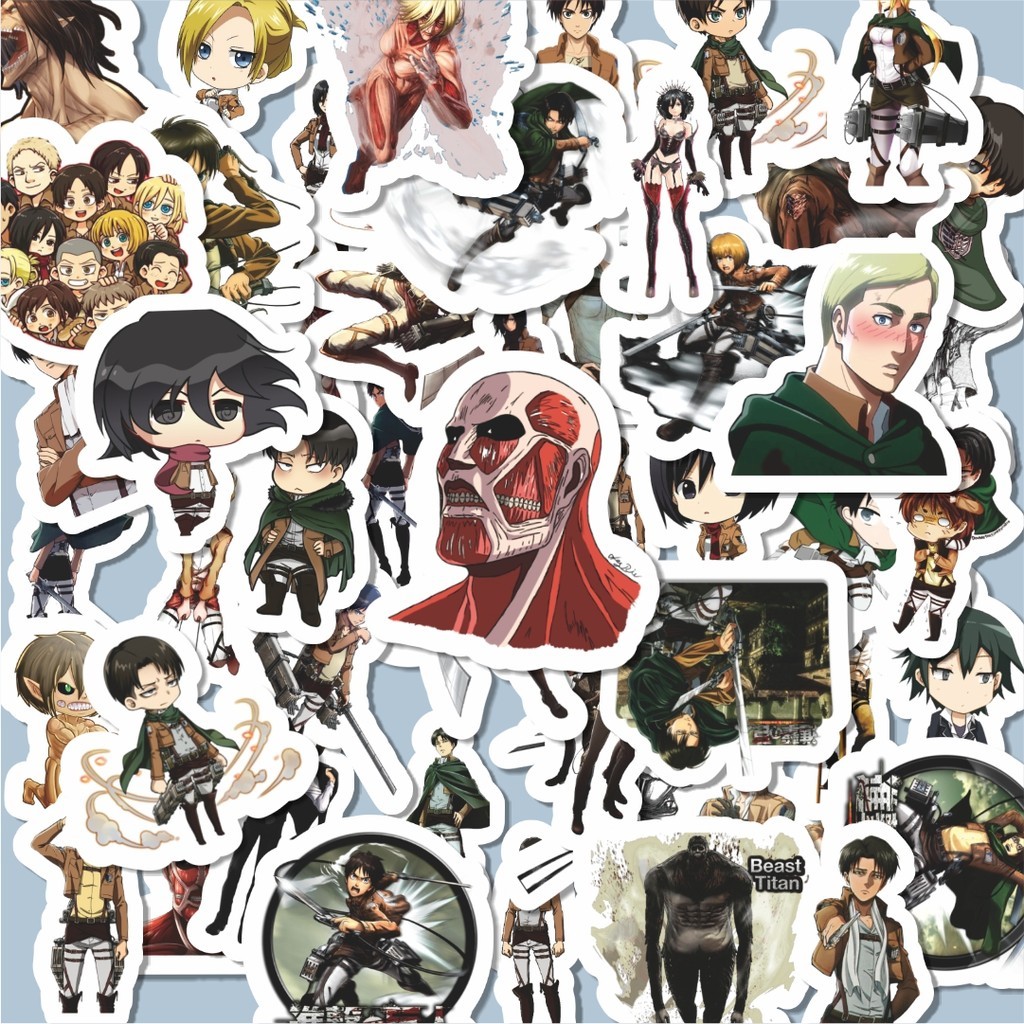 

100PCS Lucu Stiker Anime Attack On Titan Stiker Aesthetic Stiker Anti Air Stikers Berperekat Waterproof sticker decal buat Motor Helm Buku Journal Koper Casing HP Laptop Botol Minum Hadiah anak