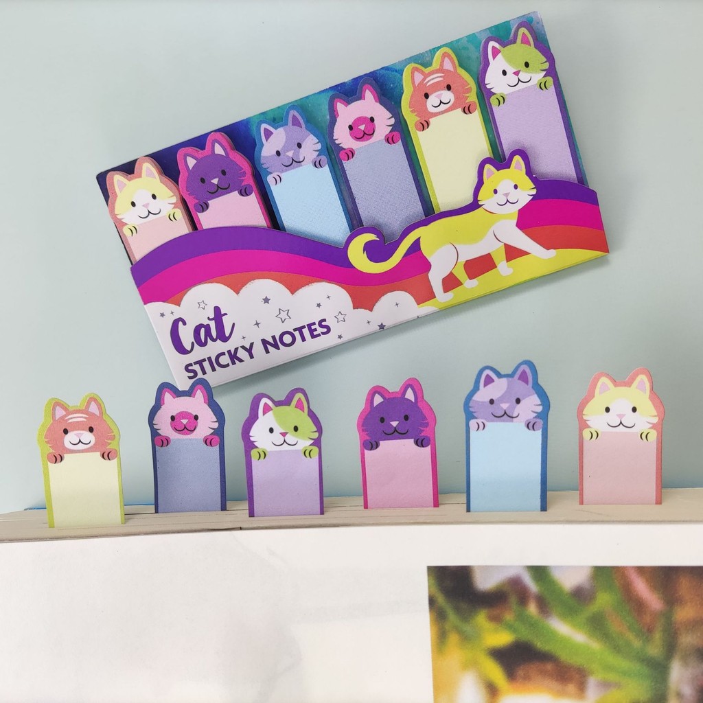 

240 Sheets Cartoon Sticky Notes Mini Cat Index Tabs Self-Stick Memo Pads Annotation Bookmarks Page Marker Flag for School Office