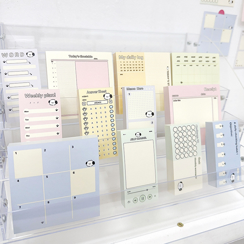 

100Pcs Cute Puppy Memo Pad Decoration Office Message Notes Paper Receipt To Do List Daily Check Weekly Plan Notepad Stationery