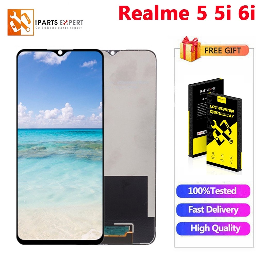 IPARTSEXPERT LCD Asli untuk Realme C3 5 5s 5i 6i RMX2027 RMX2021 RMX2020 Layar LCD dengan Bingkai Di