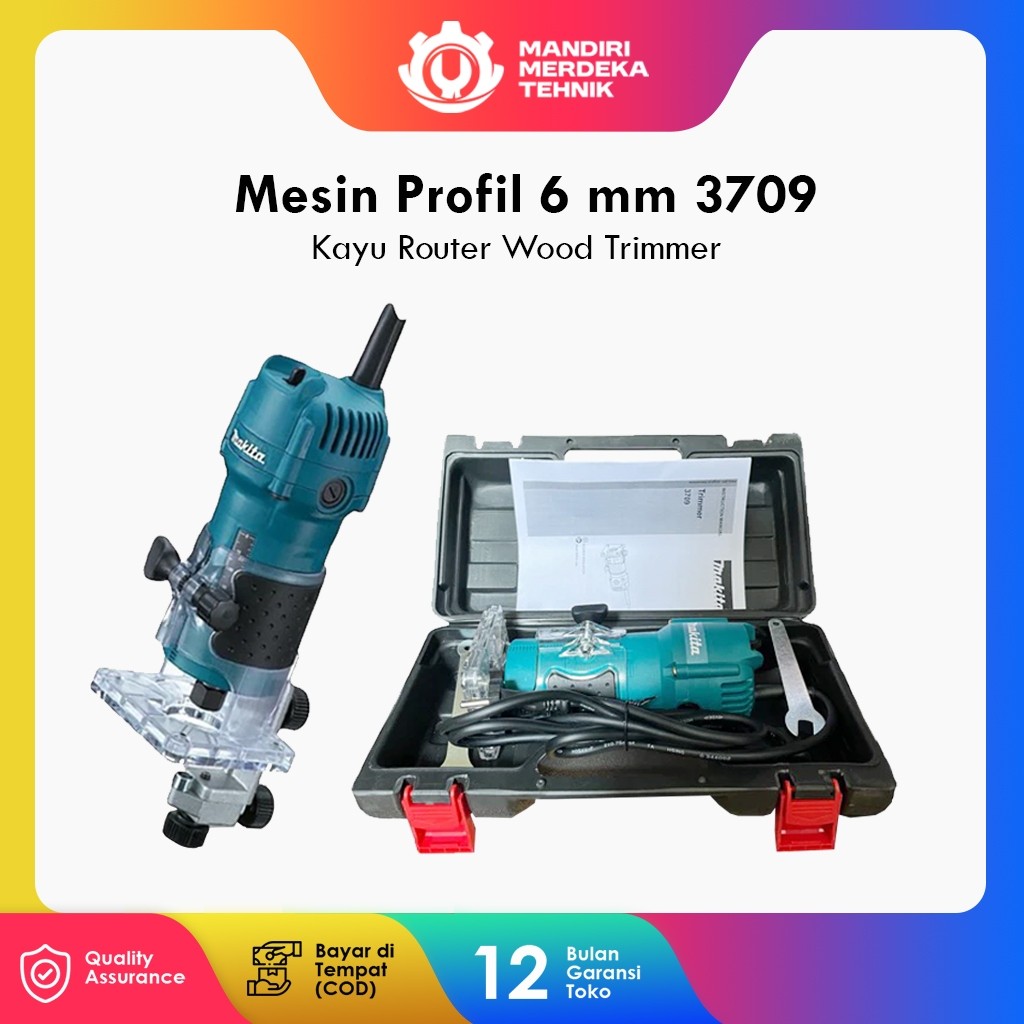 New PROMO TERMURAH Trimmer Kayu Makita 3709 Mesin Profil 6mm Router Kayu TerbaikPremium