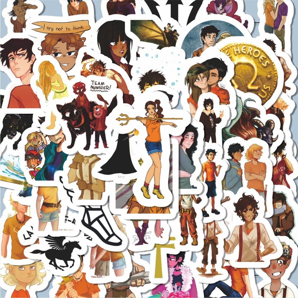 

100PCS Lucu Stiker Percy Jackson Casing Stiker Aesthetic Stiker Anti Air Stikers Berperekat Waterproof sticker decal buat Motor Helm Buku Journal Koper Casing HP Laptop Botol Minum Hadiah anak