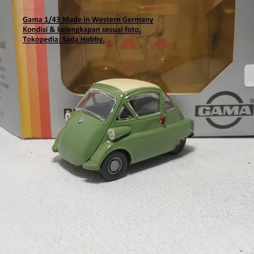 IP3... Rare Vintage Gama Mini BWM Isetta Green 1/43 Germany 1/43 2ND