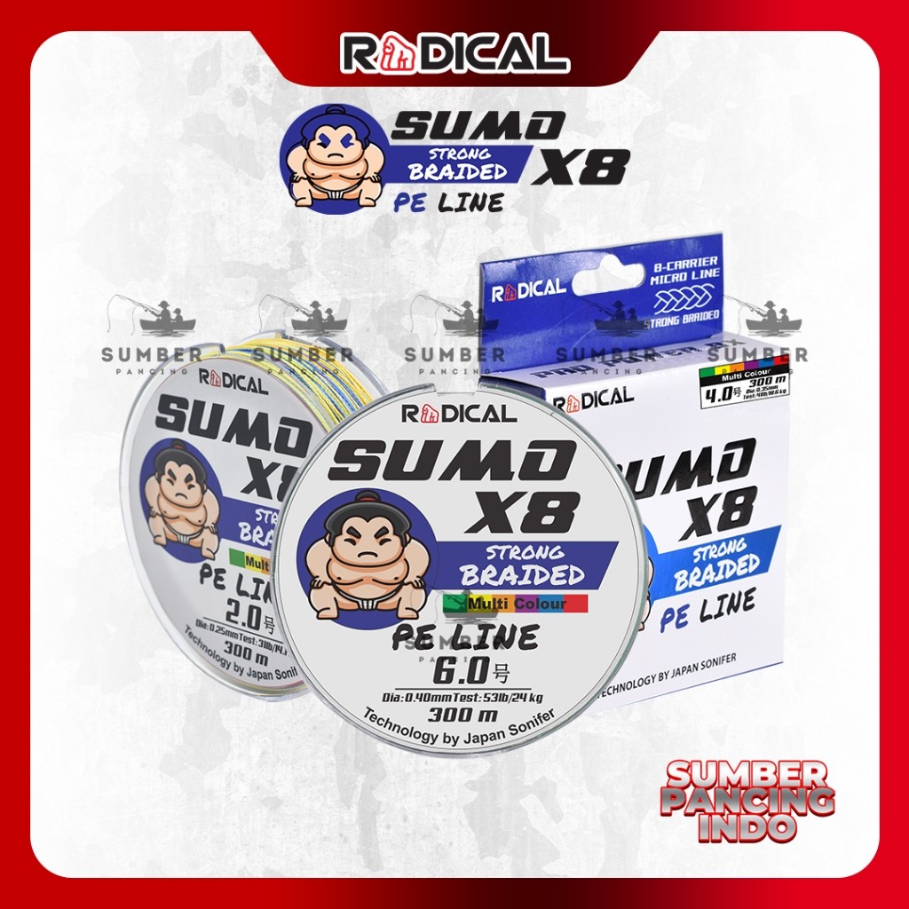 RADICAL Senar Pancing PE SUMO MULTICOLOR 300Meter Technology by Japan Sonifer Benang Pancing PE Coco