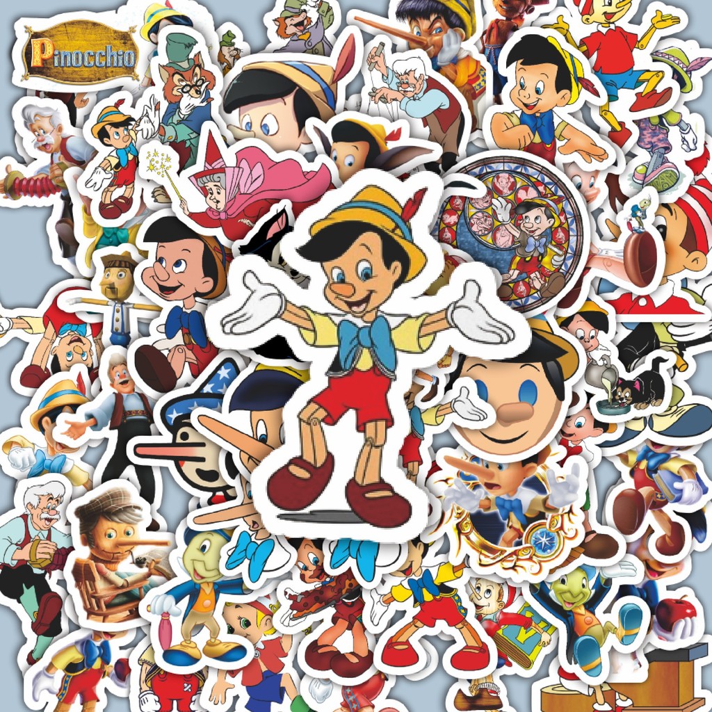 

100PCS Lucu Stiker Kartun Pinocchio Stiker Aesthetic Stiker Anti Air Stikers Berperekat Waterproof sticker decal buat Motor Helm Buku Journal Koper Casing HP Laptop Botol Minum Hadiah anak