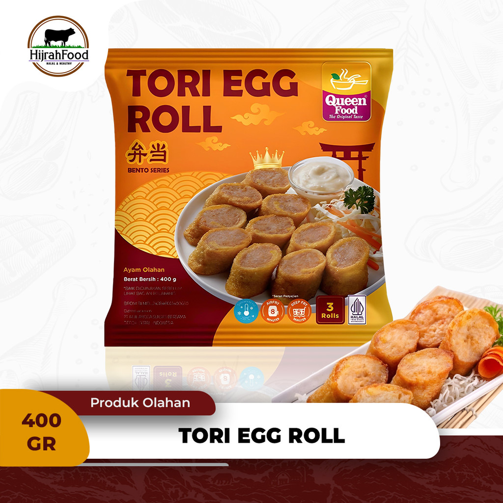 

Queen Food Tori Egg Roll 400 gram Daging Ayam Olahan Frozen Praktis