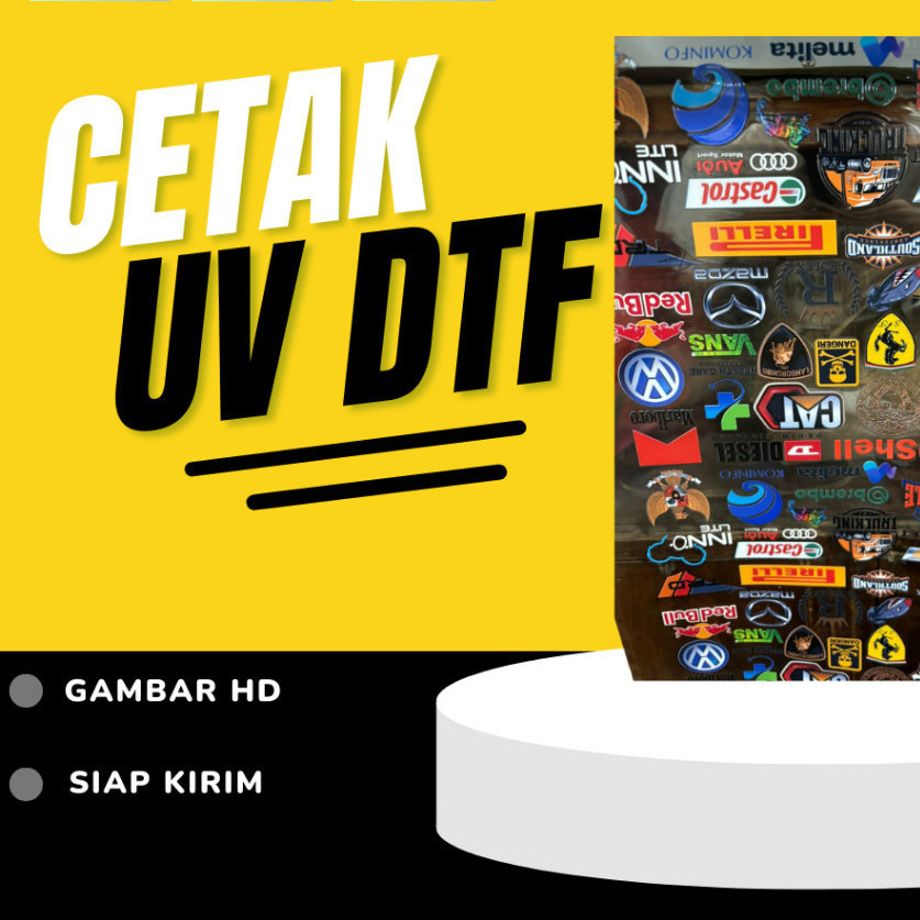 

Cetak UV DTF Stiker Sticker meteran - Decal Kering Gloss + Vernish awet selamanya