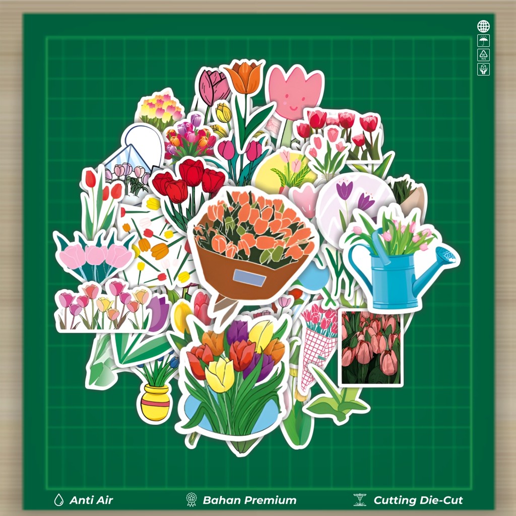 

HOT 50 PCS STIKER Stiker Bunga Tulip Stiker Fashion Cars Decal Dingin Kartu Album Custom Vinyl Anti Air- Sticker Aesthetic Buku Journal Koper Casing HP Tablet Laptop Helm Motor Botol Minum