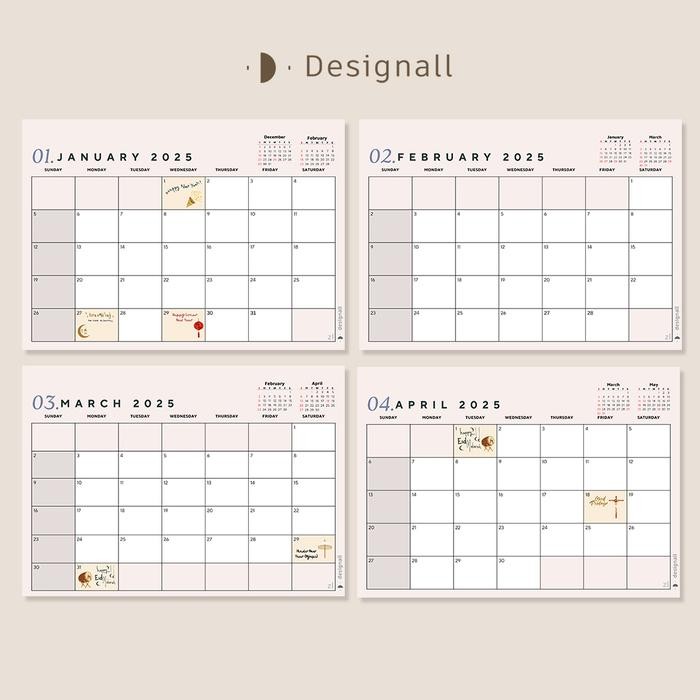 

Designall Kalender 2025 Aesthetic Meja / Kalender Duduk Spiral ZL - ZL, Semi Glossy