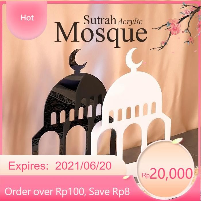 

Sutrah Sholat Akrilik Premium Sutroh Pembatas Sholat Bentuk Masjid - Putih LR17