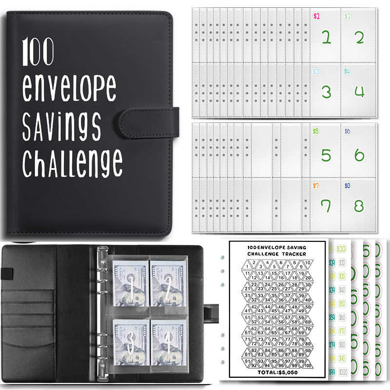 

100 Envelope Cash Savings Challenge, Saving Challenge Envelop Book, Budget Envelope Financial Assistant, A5 Size Cash Binder