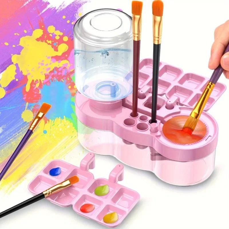 

No Need Install Painting Brush Washer Painting Paint Makeup Brush Cleaner Palette 5-in-1 Adult Artist Student Art Supplies