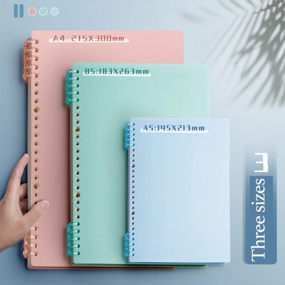 

4Pcs PP Loose-leaf Book Cover Colorful A4 A5 B5 DIY Loose Leaf Notebook Cute Stationery Binder Spiral Ring