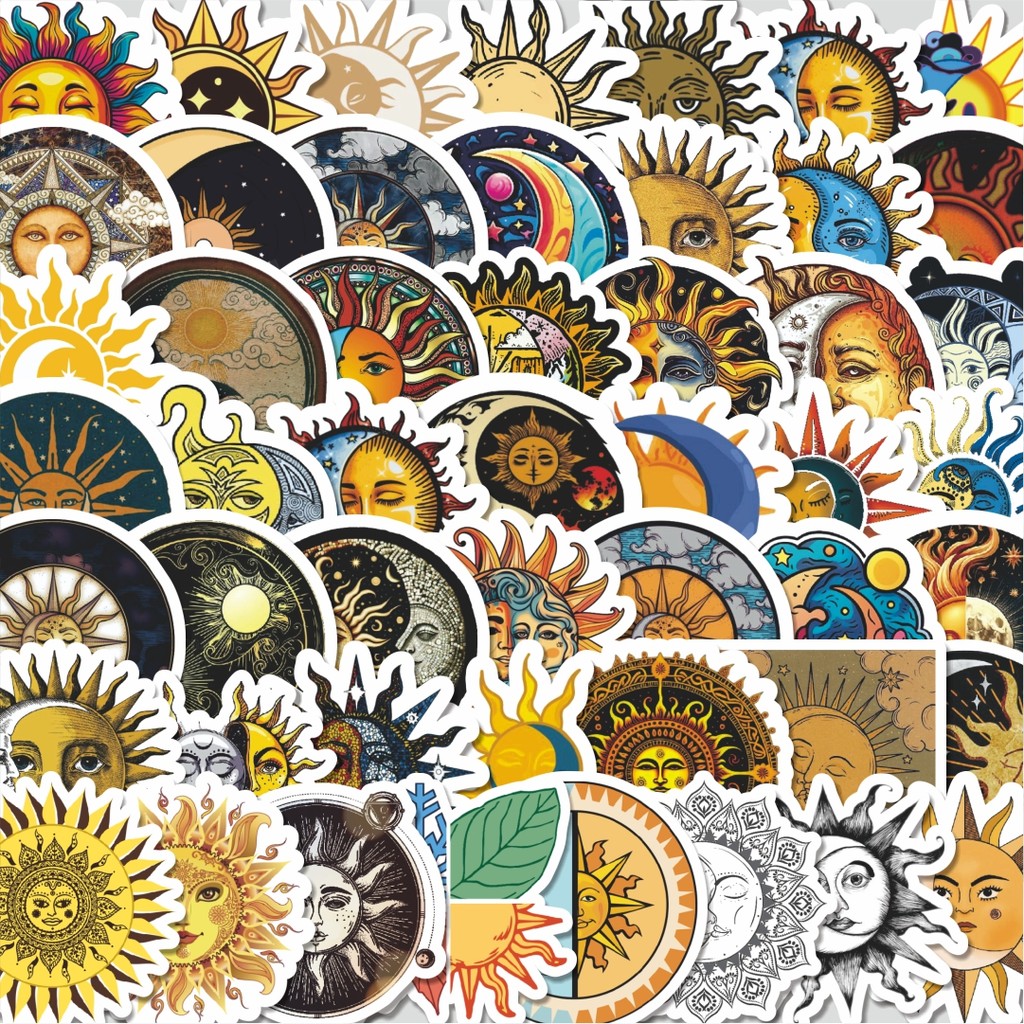 

Stiker Cutting Pack Stiker Sun & Moon [Matahari & Bulan] Isi 100Pcs Series Aesthetic Lucu Keren Untuk Koper Bahan Vynil