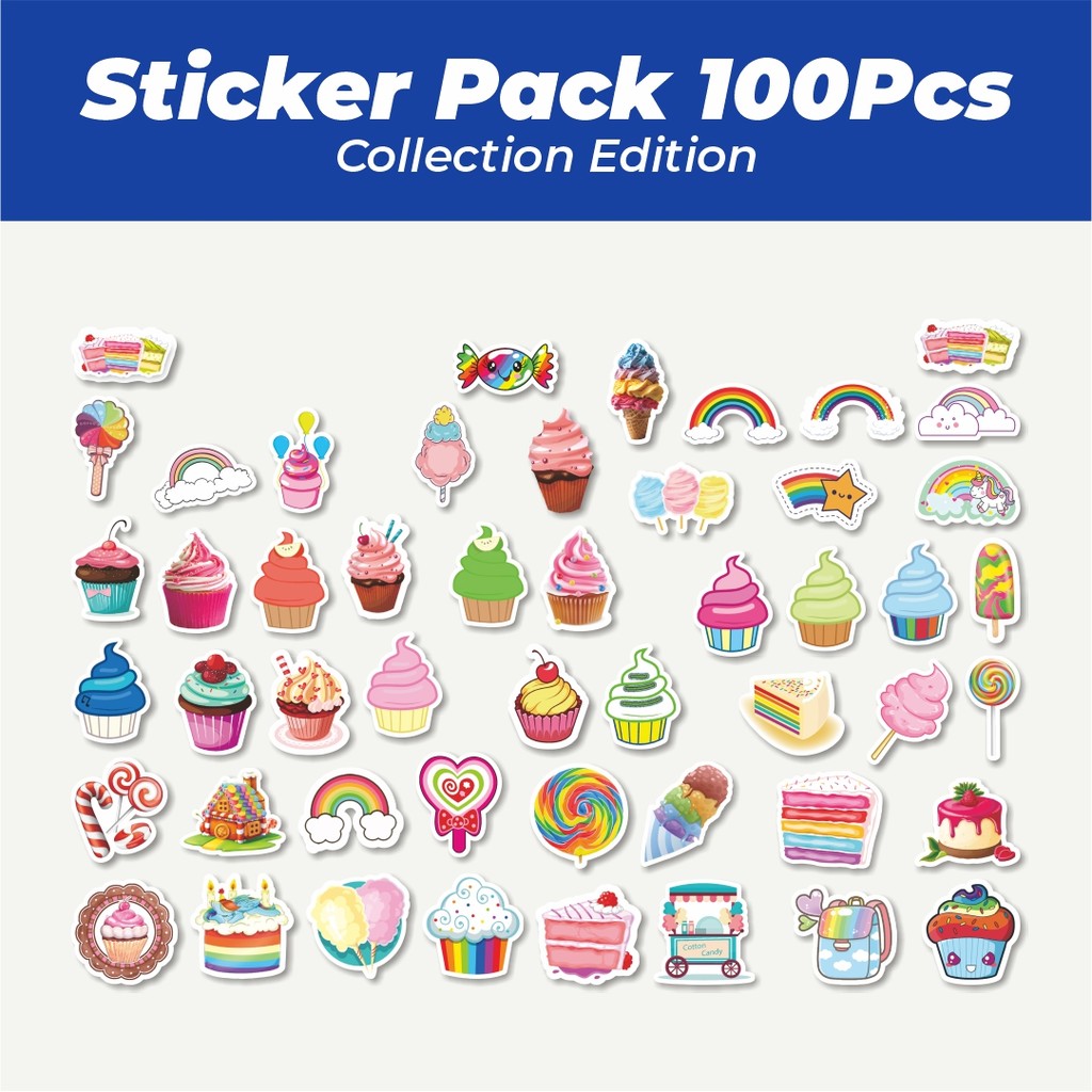 

Hot Stiker Rainbow Candy Lollipop Cupcake Dessert [Makanan Penutup Cupcake Permen Lolipop] Lucu Anti Air Stikers Berperekat Waterproof Sticker Decal Buat Motor Helm Buku Journal Koper Casing HP Laptop Botol Minum