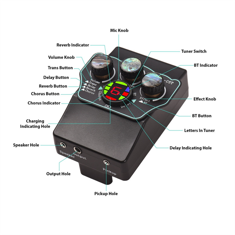 Guitar Pickup Classical Guitar Pickup Vibration Pickup BT Accompaniment Resonance Pickup 3-Band EQ E