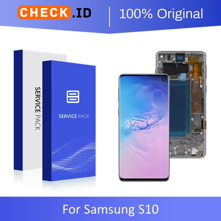 [ CHECK.ID ] AMOLED LCD + FRAME SAMSUNG S10 ~ SM-G973F ORIGINAL