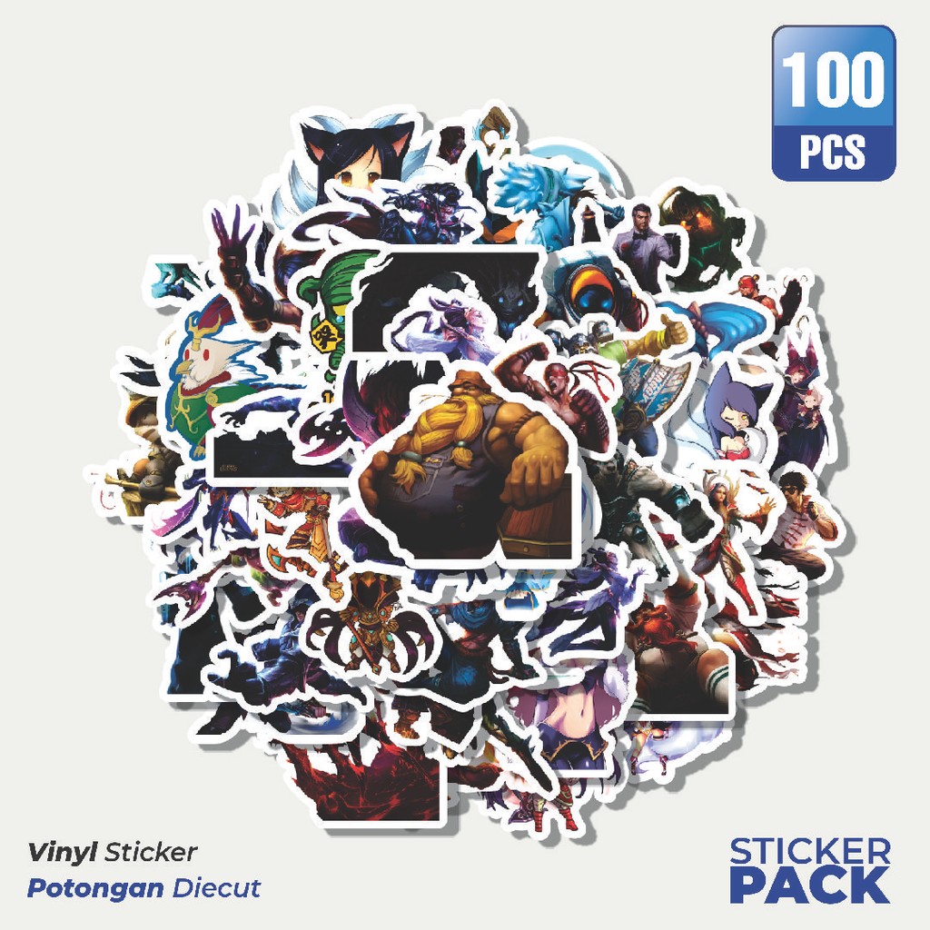 

Super Hemat! 100 PCS Stiker Kartun League Of Legends Skin 5 Waterproof Aesthetic- Untuk Laptop, Motor, dan Helm - Paper Stationery Pack