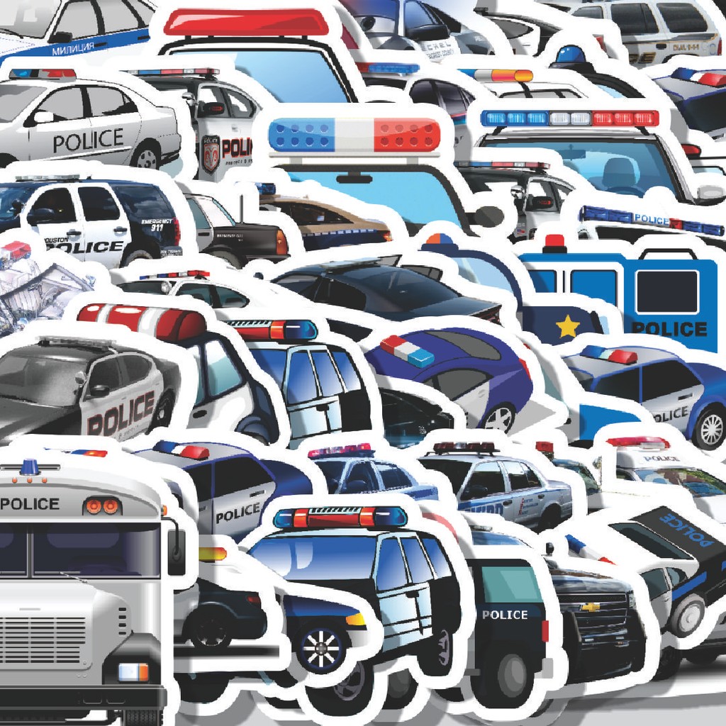 

Stiker Cutting Pack Stiker Police Car Series [Seri Mobil Polisi] Isi 100Pcs Series Aesthetic Lucu Keren Untuk Koper Bahan Vynil