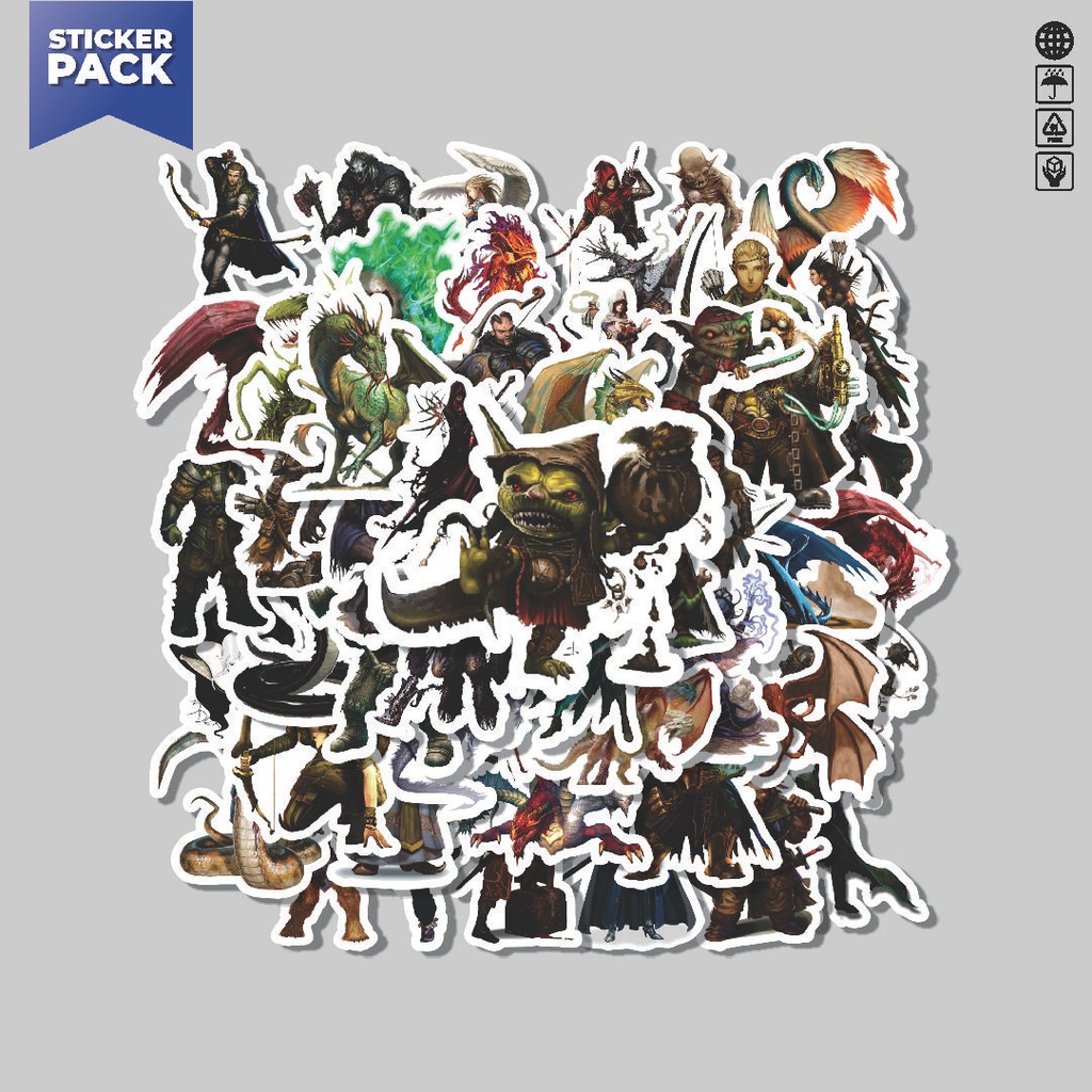 

[100PCS]Stiker Pack Stiker Dungeon And Dragons Series 2 Aesthetic Vinyl Anti Air Dekorasi Sticker Laptop Buku Journal Koper Helm Casing HP Gitar Helm Skateboard