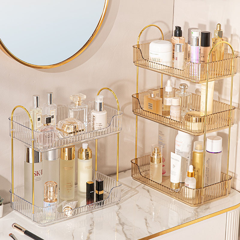 COD Rak Kosmetik Gold Mewah Tempat / Rak Makeup Gold / enyimpanan Kosmetik Serbaguna / Rak Wastafel 