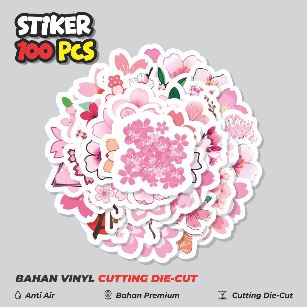 

Terbaru! 50 pcs Stiker Pink Romantic Bunga Sakura Series Dekorasi Lucu Kreatif untuk Notebook, Skateboard, HP